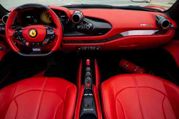 Rent red Ferrari F8 Spider in Dubai