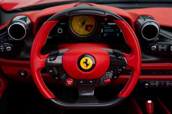 Rent red Ferrari F8 Spider in Dubai