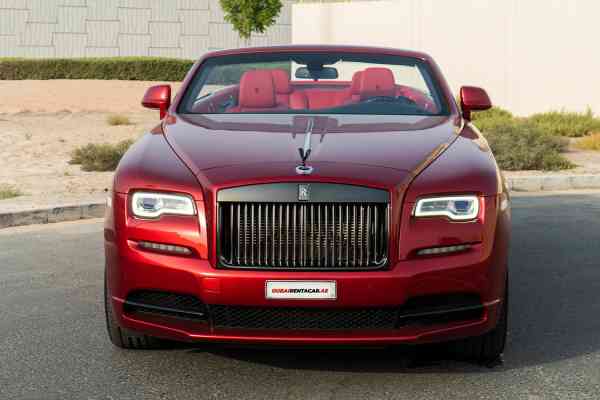 Unique Rolls Royce Dawn in red color is available for rent