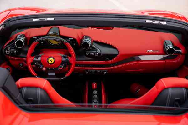 Rent red Ferrari F8 Spider in Dubai