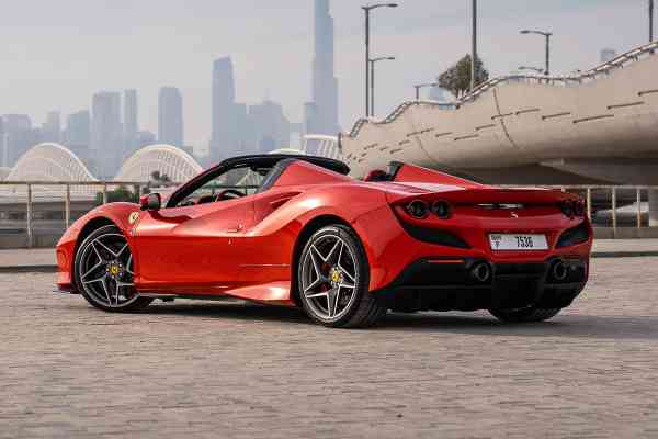 Rent red Ferrari F8 Spider in Dubai