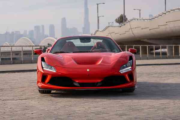 Rent red Ferrari F8 Spider in Dubai
