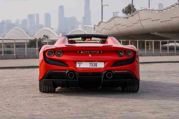 Rent red Ferrari F8 Spider in Dubai