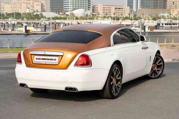Rent White-Gold Rolls Royce Wraith in Dubai