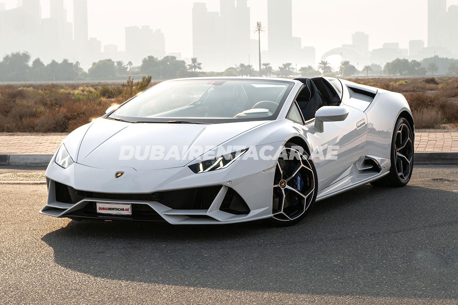 Rent White Lamborghini Huracan Evo Spider In Dubai, ID-216 | Dubai Rent ...