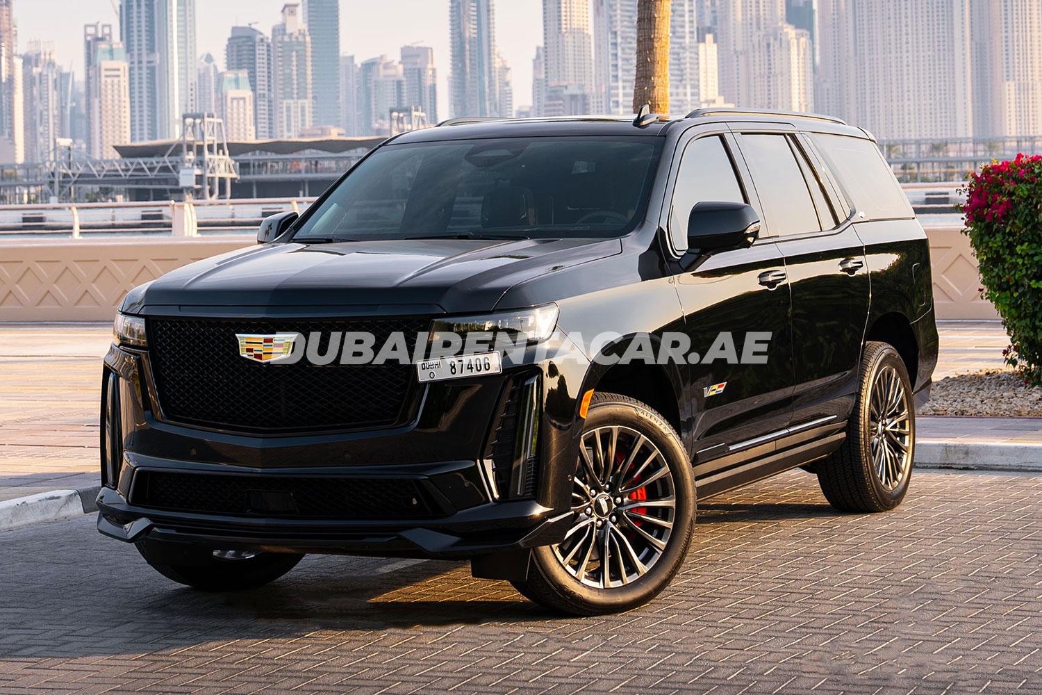 Black Cadillac Escalade V Sport available for rent in Dubai