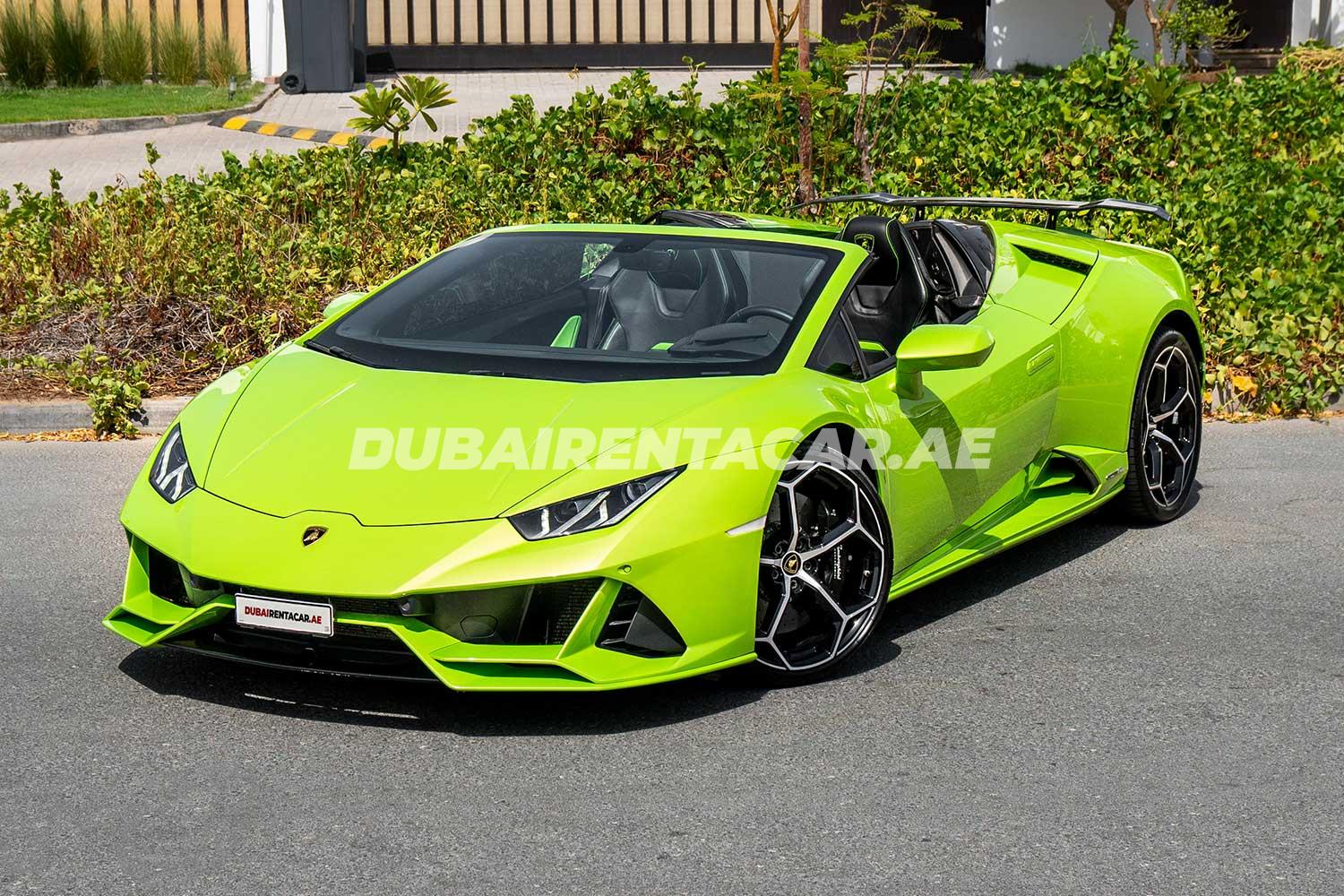 Аренда зеленого Ламборгини Хуракан 2021 года в Дубае, REF-208