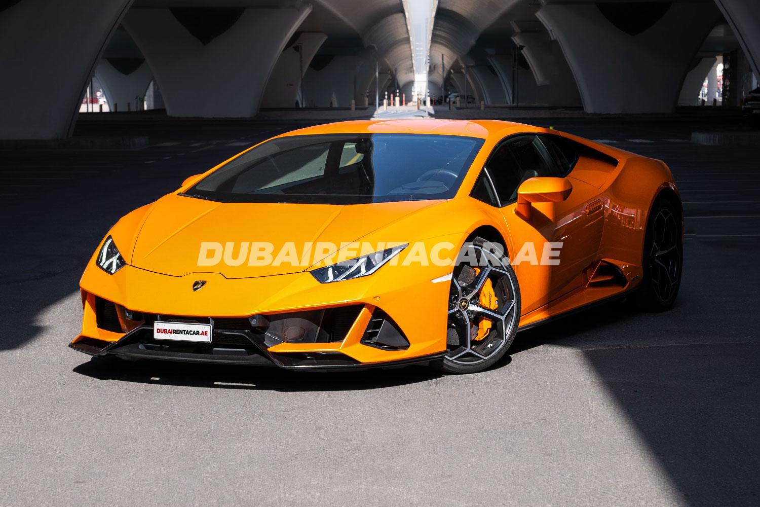 Аренда оранжевого Lamborghini Evo Coupe в Дубае