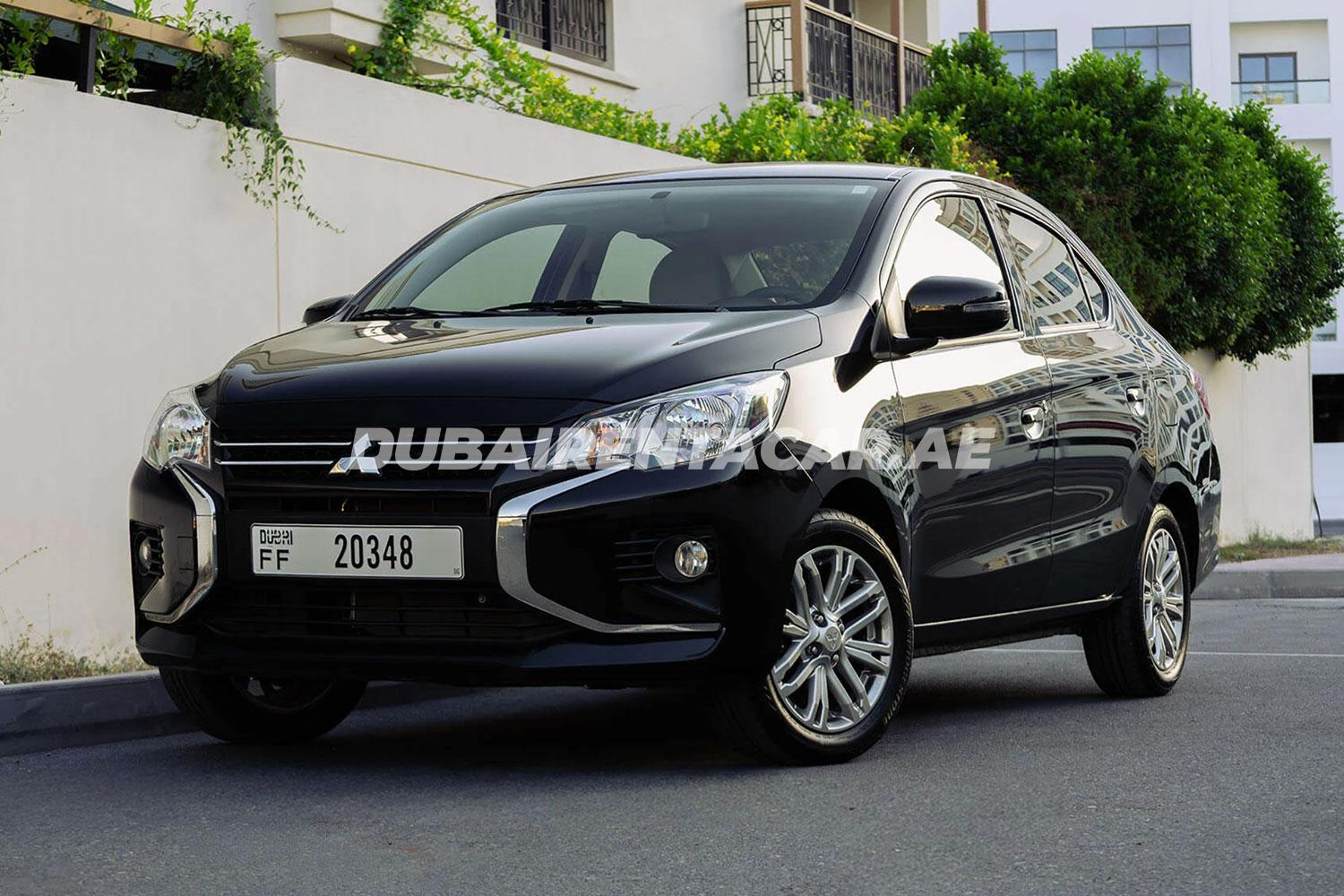 Black Mitsubishi Attrage available for rent in Dubai