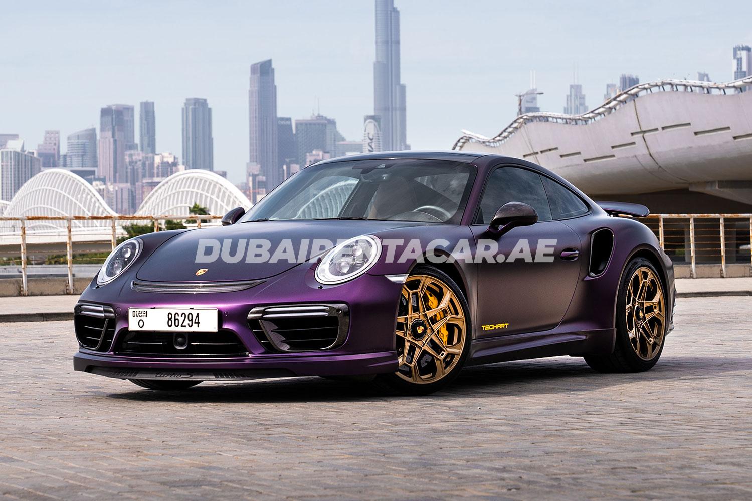 Фиолетовый Porsche 911 Turbo S от TechArt доступен в аренду в Дубае