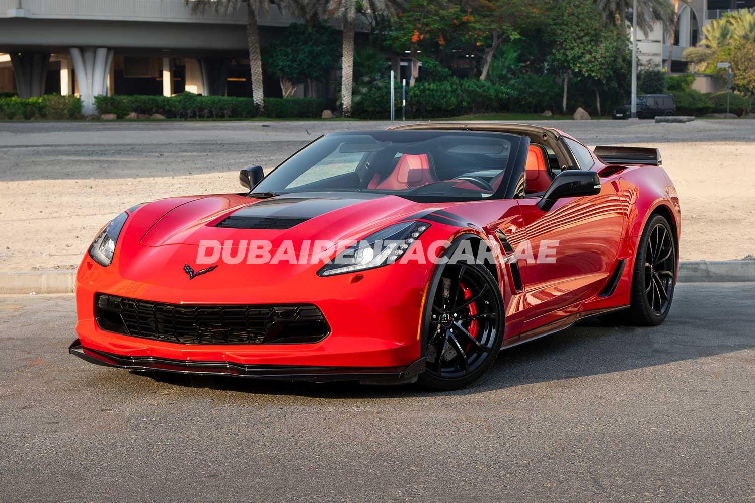 Rent Red Chevrolet Corvette 2018 model, REF-6 in Dubai