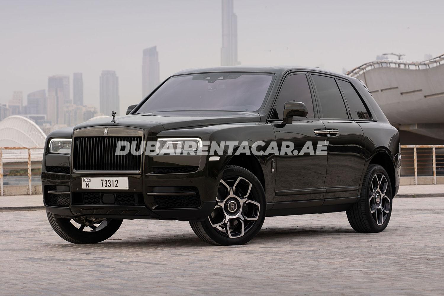 Rent Rolls Royce Cullinan Black Badge with Green Interior in Dubai