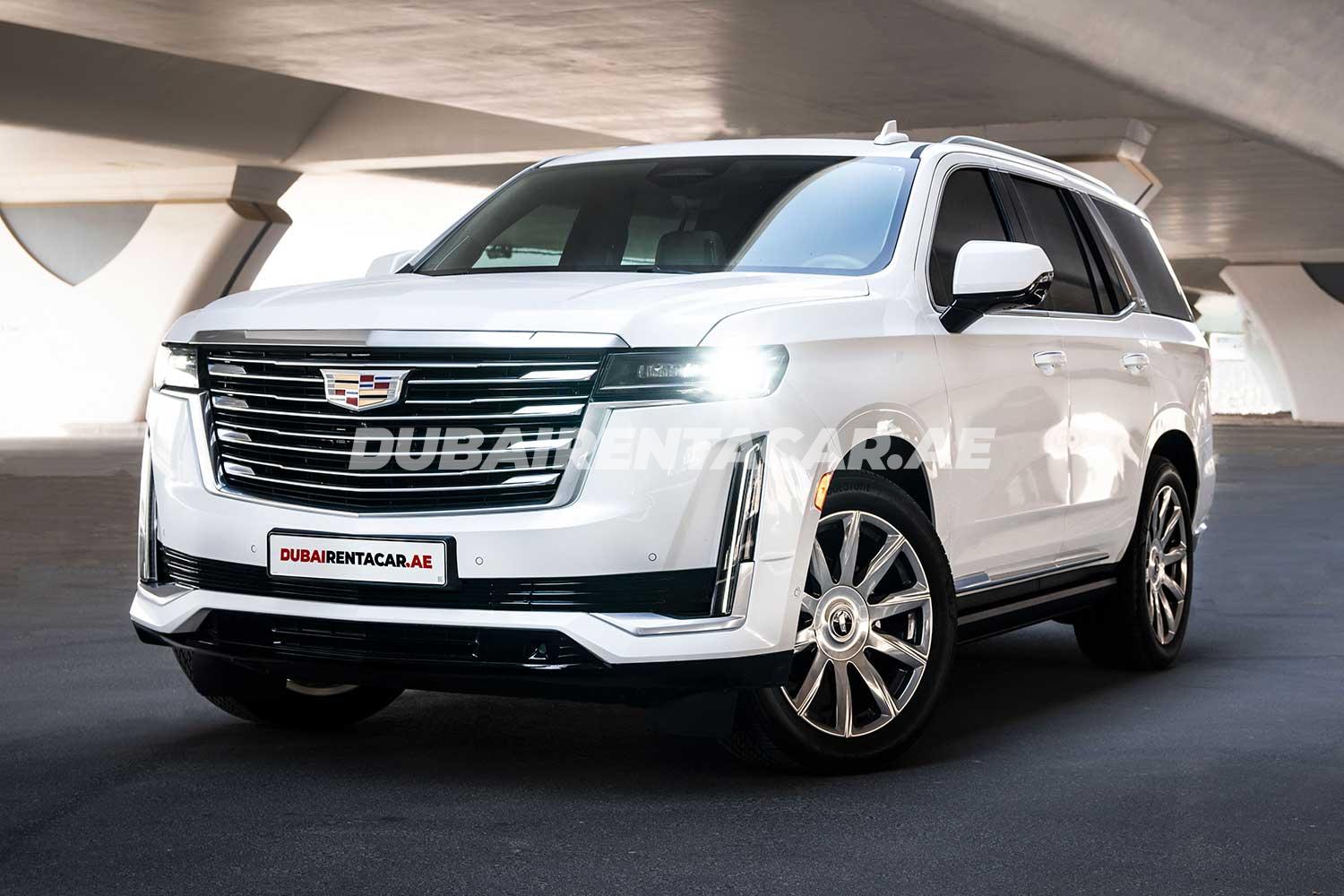 Rent White brand new Cadillac Escalade 2021 model, REF-28 in Dubai