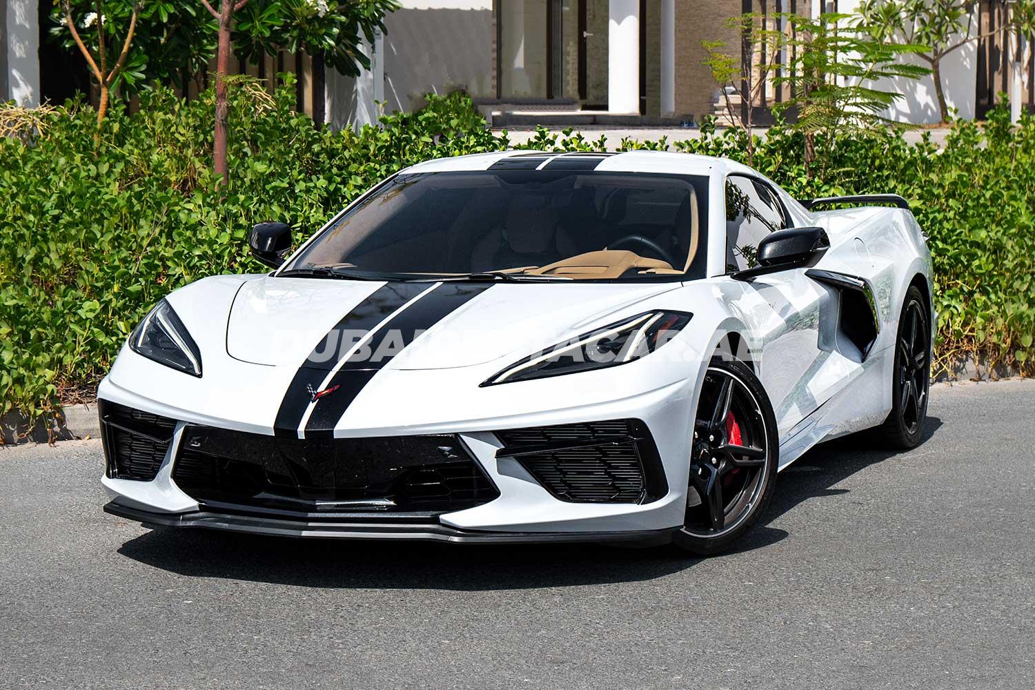 Rent White brand new Chevrolet Corvette 2021 model, REF-38 in Dubai