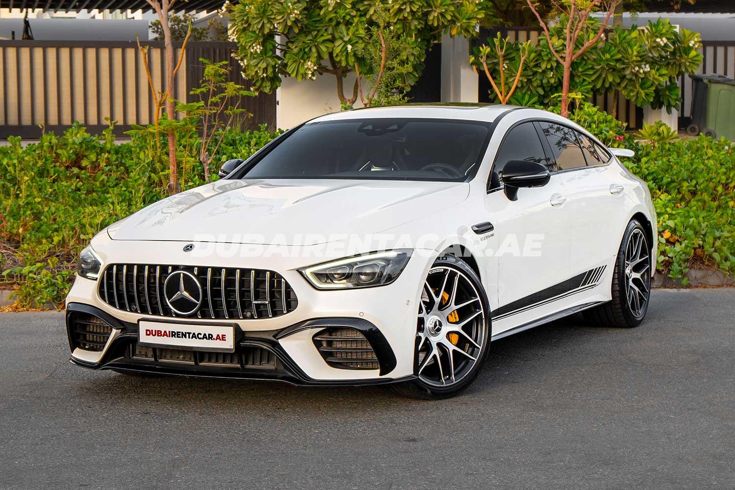 Rent White Mercedes Benz AMG GT63s in Dubai