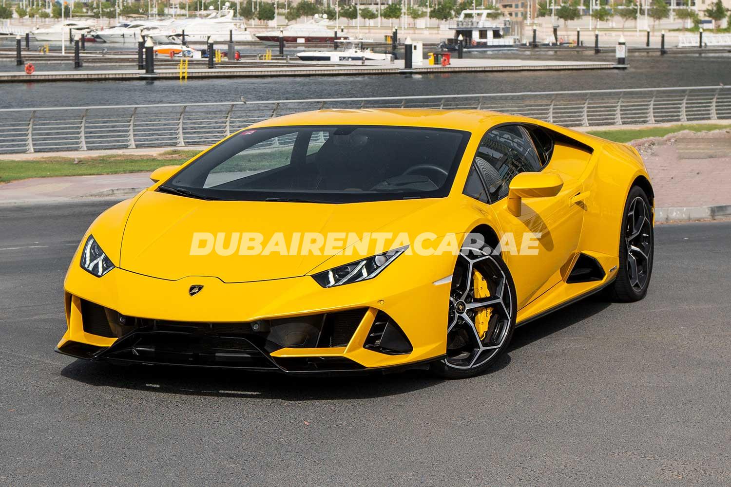 Rent Yellow Lamborghini Huracan Evo in Dubai, ID-190 | Dubai Rent A Car