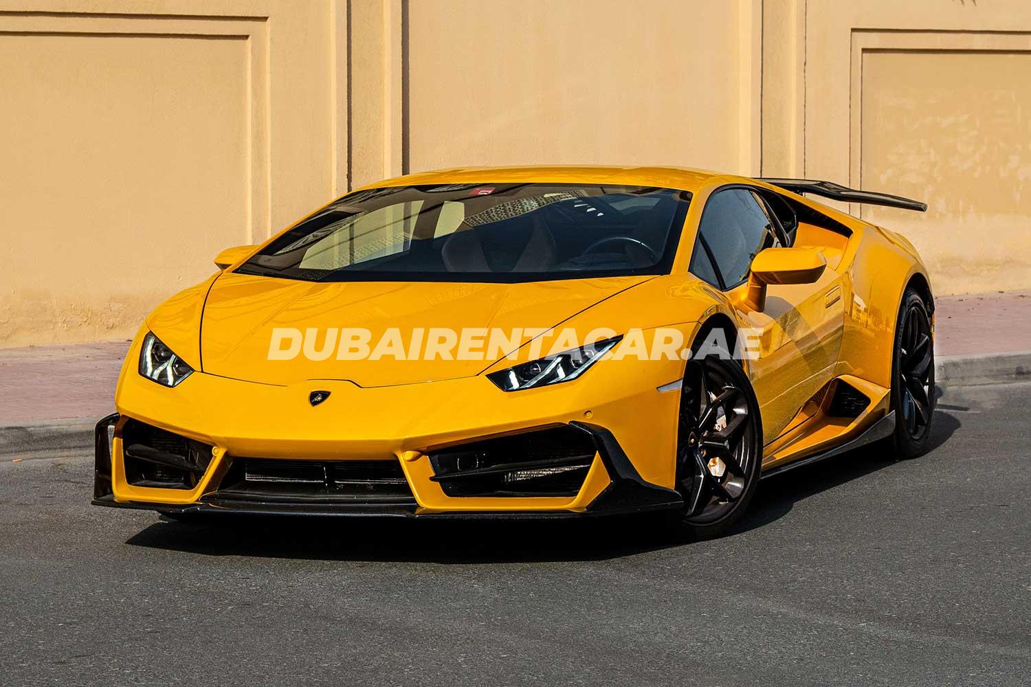 Rent Yellow special edition Lamborghini Huracan 2018 model, REF-47 in Dubai