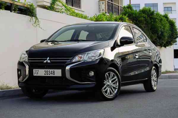 Black Mitsubishi Attrage available for rent in Dubai